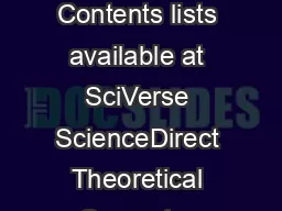 Theoretical Computer Science    Contents lists available at SciVerse ScienceDirect Theoretical