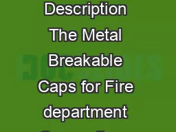 FDC Breakable Caps Metal Description The Metal Breakable Caps for Fire department Connections