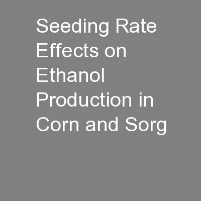 Seeding Rate Effects on Ethanol Production in Corn and Sorg