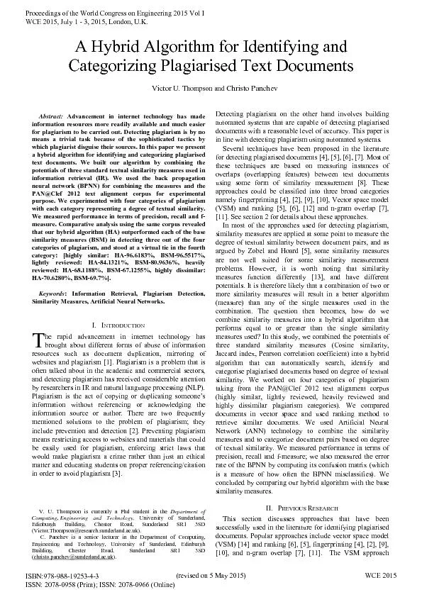 Thompson and Christo Panchev Abstract: Advancement in internet technol