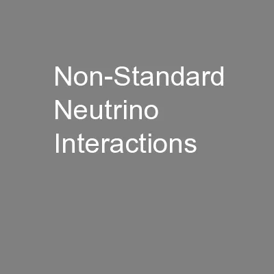 Non-Standard Neutrino Interactions