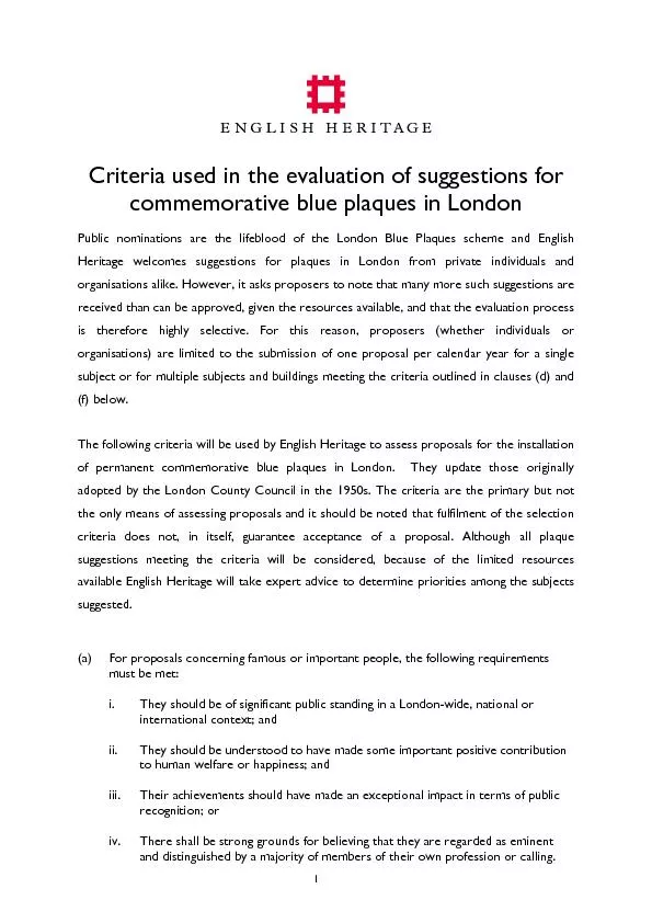Criteria used in the evaluation of suggestions for