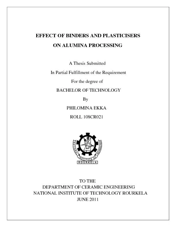 EFFECT OF BINDERS AND PLASTICISERS