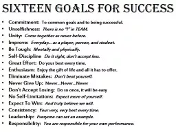 Sixteen Goals For Success