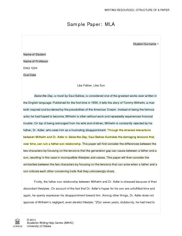 WRITING RESOURCESSTRUCTURE OF A PAPERSample Paper: MLA