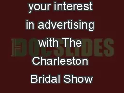 Thank you for your interest in advertising with The Charleston Bridal Show