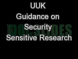 UUK Guidance on Security Sensitive Research