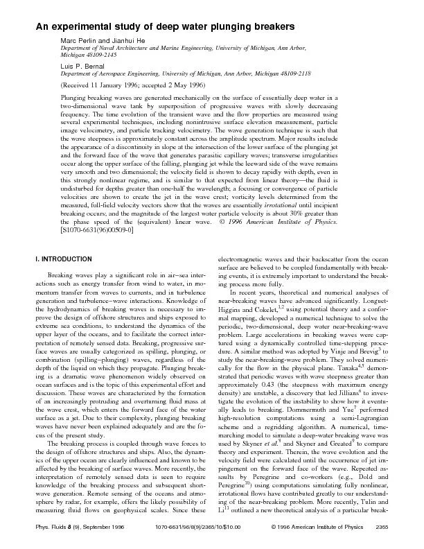 AnexperimentalstudyofdeepwaterplungingbreakersMarcPerlinandJianhuiHeDe