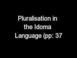 Pluralisation in the Idoma Language (pp: 37
