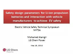 Safety design parameters for Li-ion propulsion batteries an