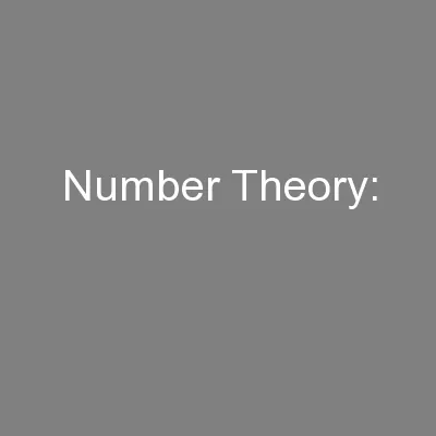Number Theory: