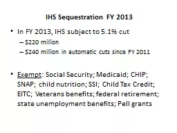 IHS Sequestration FY 2013