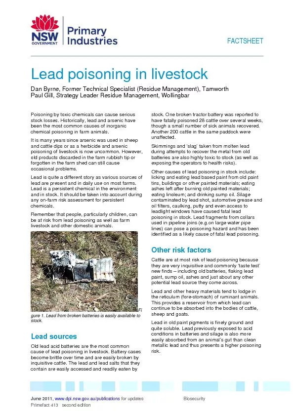 Paul Gill, Strategy Leader Residue Management, Wollingbar Poisoning by