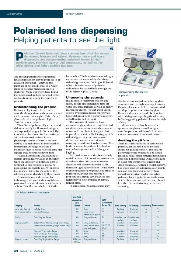 Polarised lens dispensingHelping patients to see the light