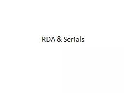 RDA & Serials