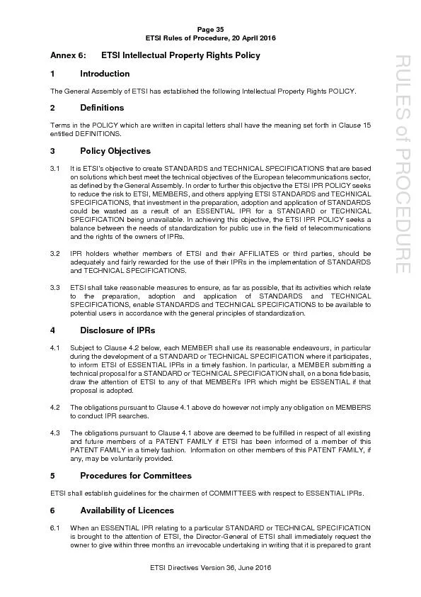 Page ETSI Rules of Procedure, 20 April 2016��ETSI Directives Version 3