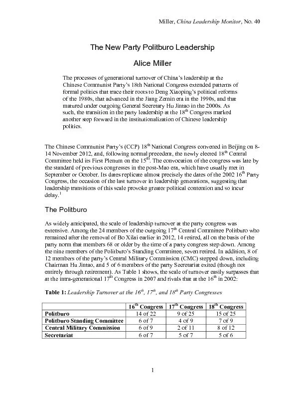 As widely anticipated, the scale of leadership turnover at the party c