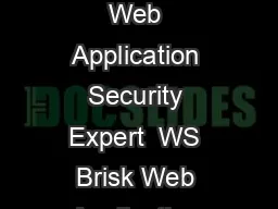 WS Brisk Web Application Security Expert BrIsk Info Sec Brisk Web Application Security