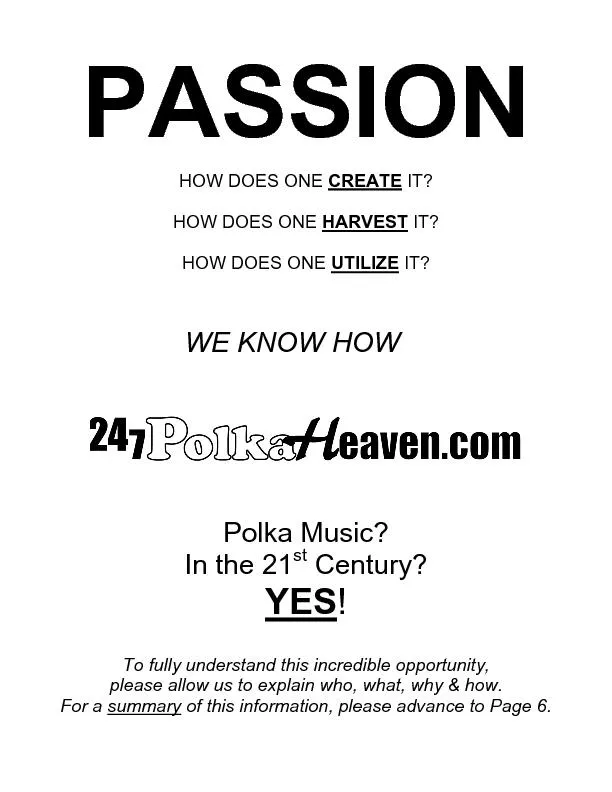 PASSIONHOW DOES ONE CREATE IT?