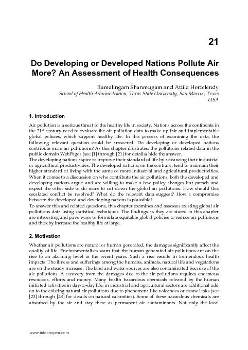 21 Do Developing or Developed Nations Pollute Air More? An Assessment