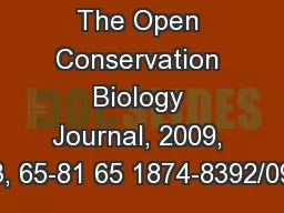 The Open Conservation Biology Journal, 2009, 3, 65-81 65 1874-8392/09