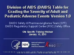 Division of AIDS (DAIDS) Table for Grading the Severity of