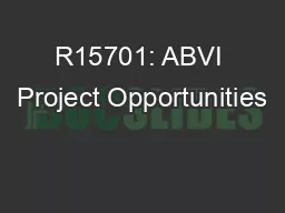 R15701: ABVI Project Opportunities