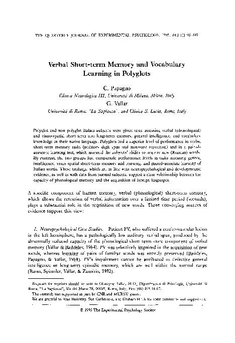 OF EXPERIMENTAL PSYCHOLOGY, 1995, and Vocabulary