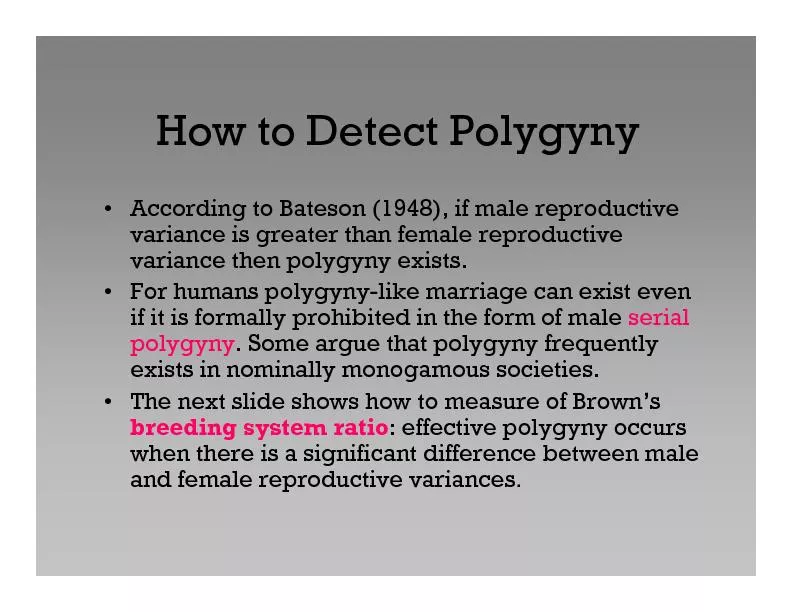 How to Detect Polygyny