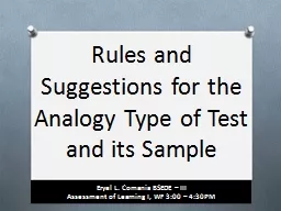 Rules and Suggestions for the Analogy Type of Test and its