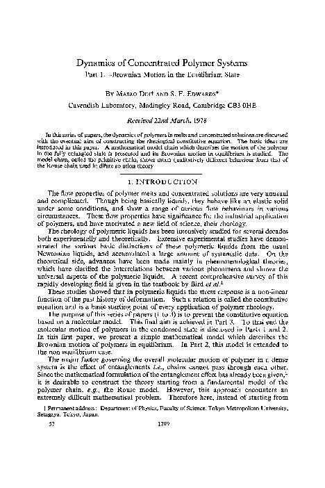 Motion in Equilibrium State this series papers, the polymers in and co