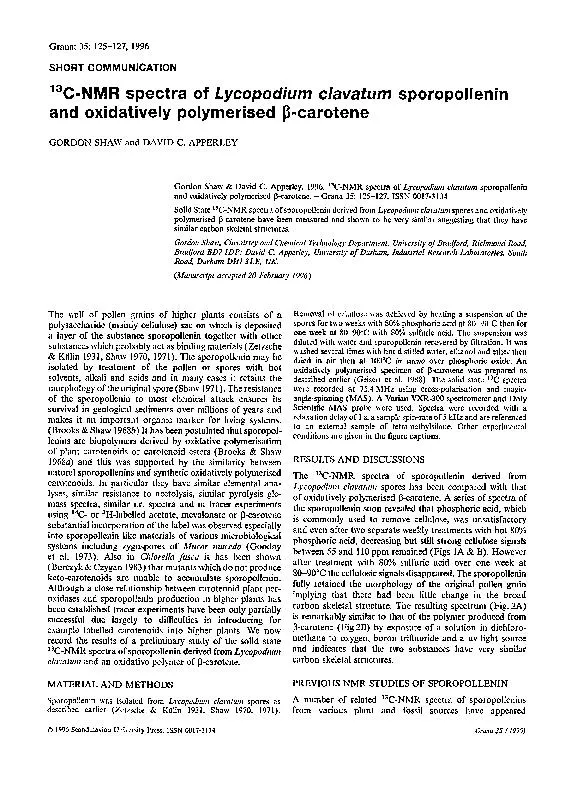 Gordon Shaw Apperley. 1996. Lycopodiitiii clavatitin and oxidatively p