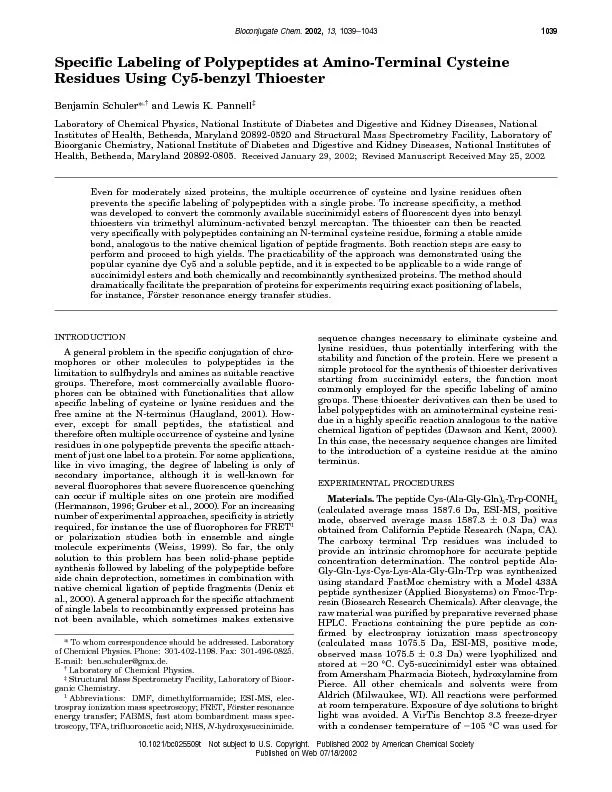 SpecificLabelingofPolypeptidesatAmino-TerminalCysteineResiduesUsingCy5