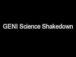 GENI Science Shakedown