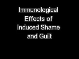 Immunological Effects of Induced Shame and Guilt