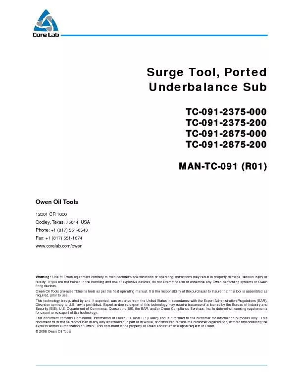 Surge Tool, PortedTC-091-2375-000TC-091-2375-200TC-091-2875-000TC-091-