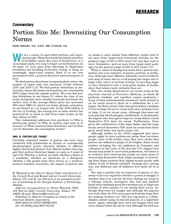 PortionSizeMe:DownsizingOurConsumptionBRIANWANSINK,PhD;KOERTVANITTERSU