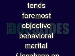 communication tends foremost objective behavioral marital (Jacobson an