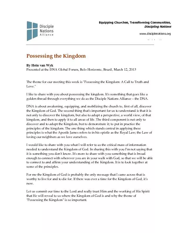 Possessing the Kingdom