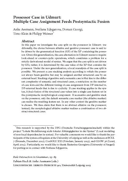 PossessorCaseinUdmurt:MultipleCaseAssignmentFeedsPostsyntacticFusionAn