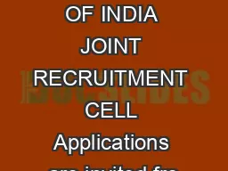 Advt No  PARLIAMENT OF INDIA JOINT RECRUITMENT CELL Applications are invited fro