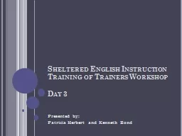 Sheltered English Instruction Training of Trainers Workshop