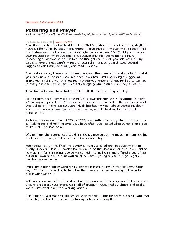 Pottering and Prayer