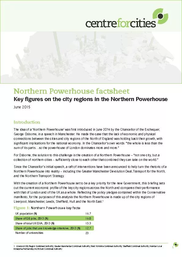 Northern Powerhouse factsheetKey figures on the city regions in the No
