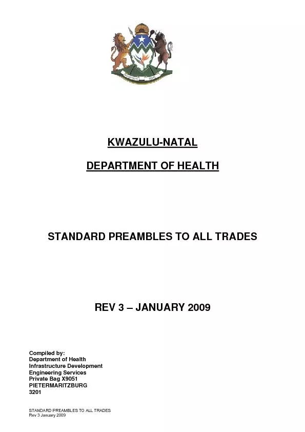STANDARD PREAMBLES TO ALL TRADES  Rev 3 January 2009