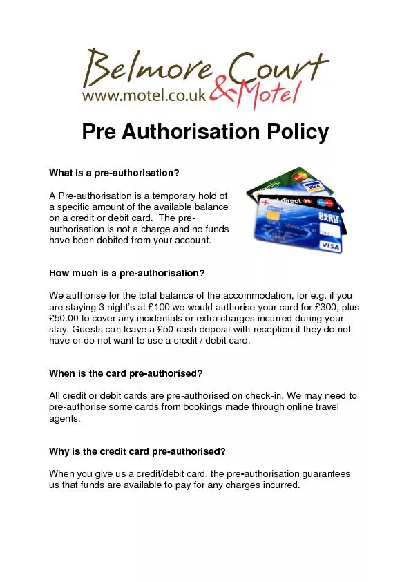 Pre Authorisation Policy
