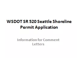 WSDOT SR 520 Seattle Shoreline Permit Application