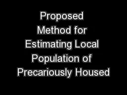 Proposed Method for Estimating Local Population of Precariously Housed