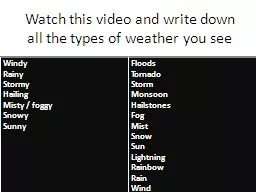 Watch this video and write down all the types of weather yo