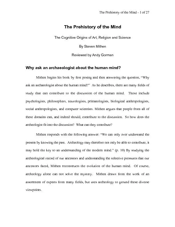 The Prehistory of the Mind - 1 of 27ask an archaeologist about the hum